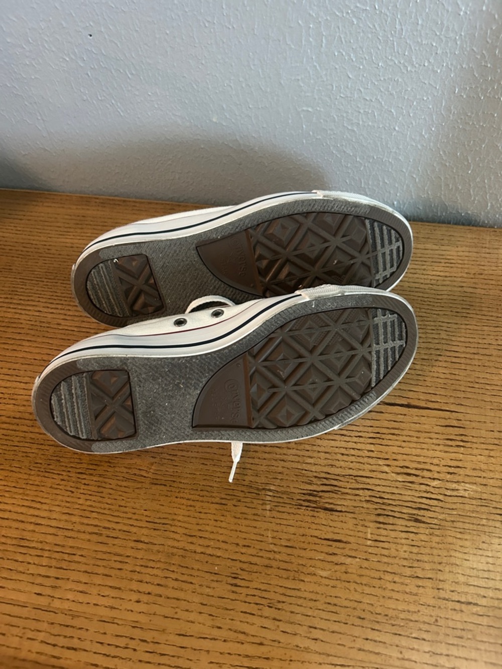 Converse White Low Top Sneakers with Red Stripe - Picture 2 of 5